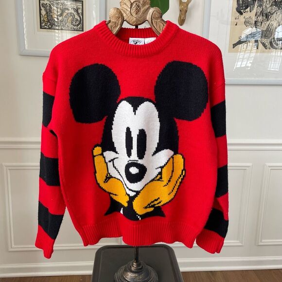 Vintage 80s Disney Mickey & Co Sweater Red S - Picture 1 of 6